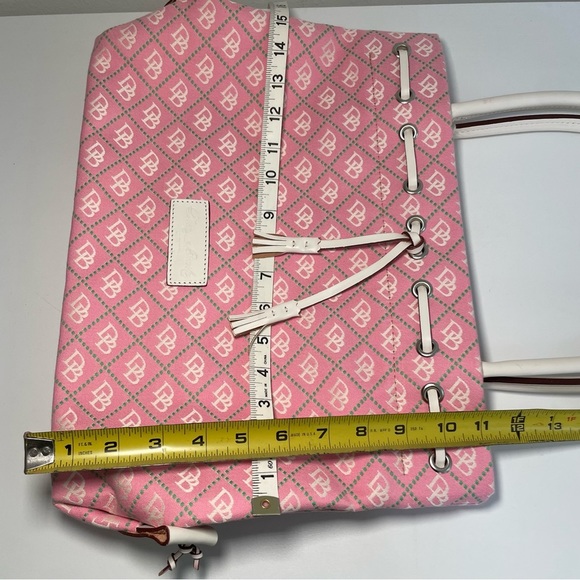 DOONEY & BOURKE Canvas Leather Tassel Tote Satchel RARE pink with white leather - Picture 11 of 16